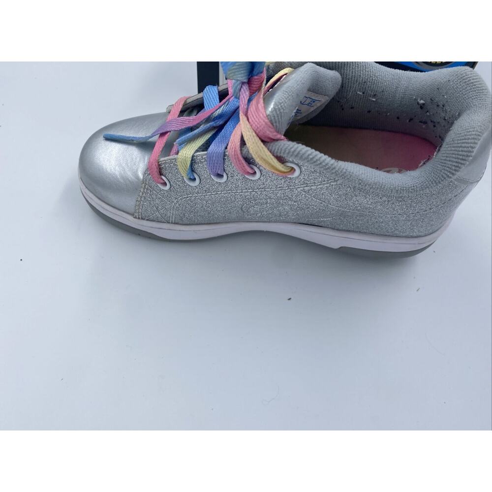 HEELYS Silver with Rainbow laces skate shoe Youth Girls Size 3 - Picture 2 of 15